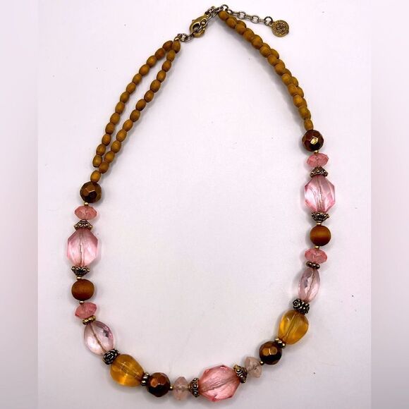 *3/$20* Napier wooden bead and faux crystal necklace - Picture 1 of 4